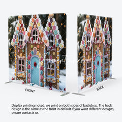 Aperturee - Aperturee Gingerbread House Snow Christmas Pillow Case Backdrop