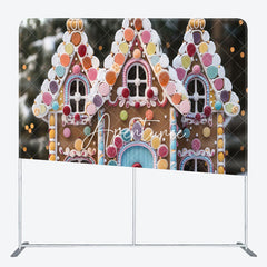 Aperturee - Aperturee Gingerbread House Snow Christmas Pillow Case Backdrop