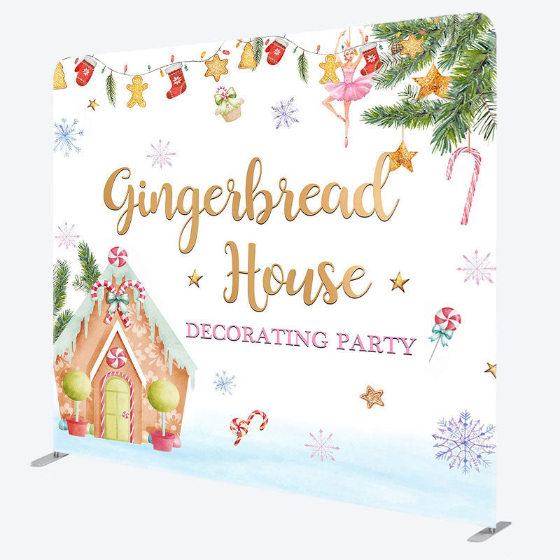 Aperturee - Aperturee Gingerbread House Snowflake Pillow Cover Backdrop