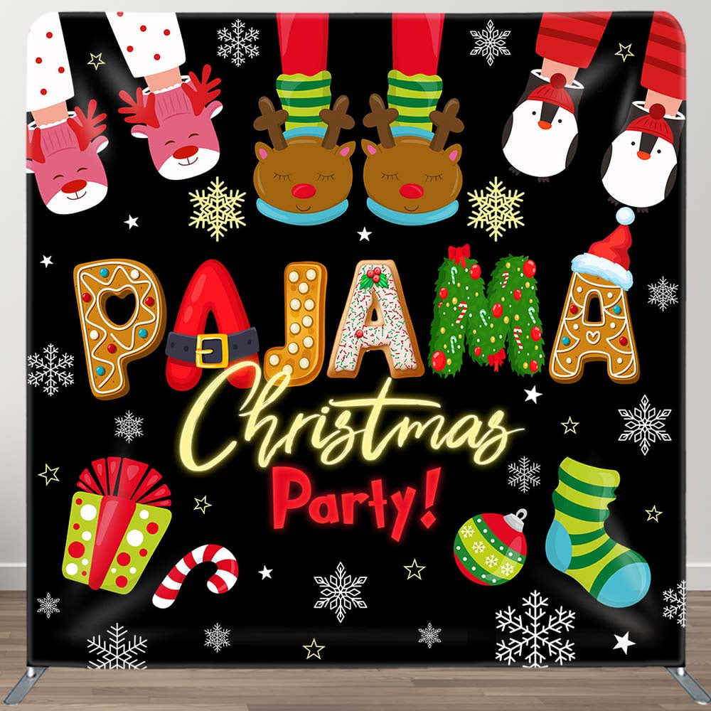 Aperturee - Aperturee Gingerbread Pajama Christmas Tension Fabric Backdrop