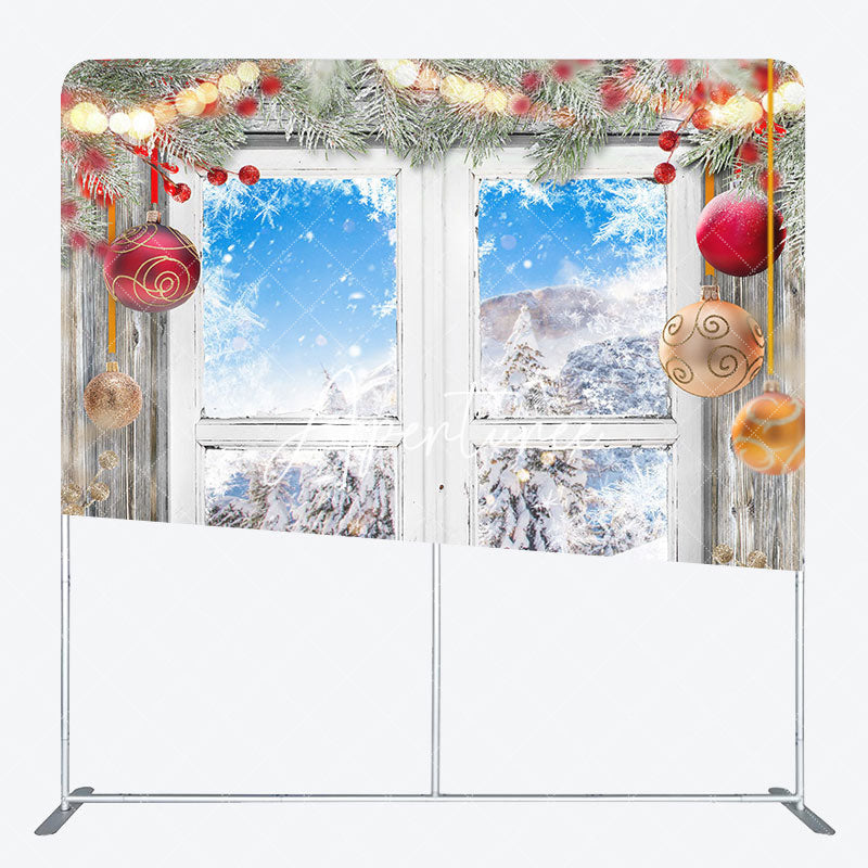 Aperturee - Aperturee Gingerbread Pine Window Christmas Pillow Case Backdrop