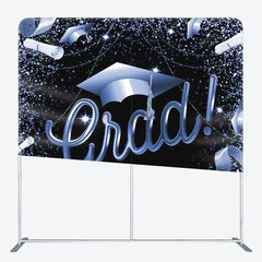 Aperturee - Aperturee Glitter Blue Black Fabric Backdrop Cover For Grads