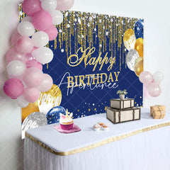 Aperturee - Aperturee Glitter Diamond Balloon Navy Blue Birthday Backdrop