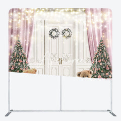 Aperturee - Aperturee Glitter Door Gift Christmas Tension Fabric Backdrop