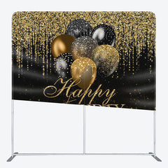 Aperturee - Aperturee Glitter Gold Balloons Fabric Backdrop Cover for Birthday