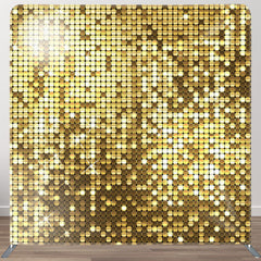 Aperturee - Aperturee Glitter Golden Sequin Wall Backdrop Cover For Party