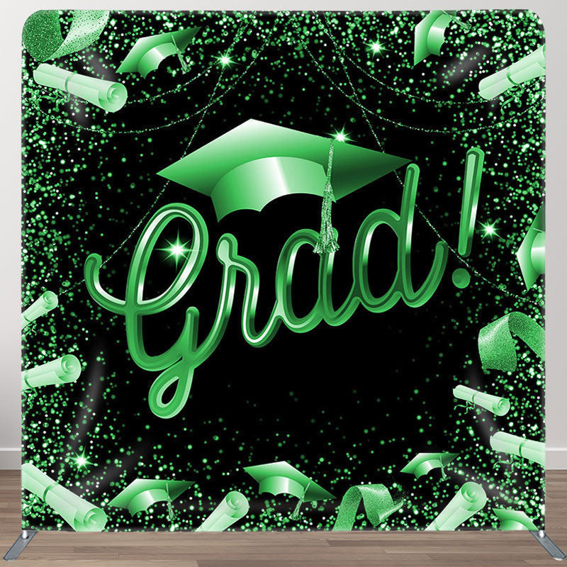 Aperturee - Aperturee Glitter Green Black Fabric Backdrop Cover For Grads