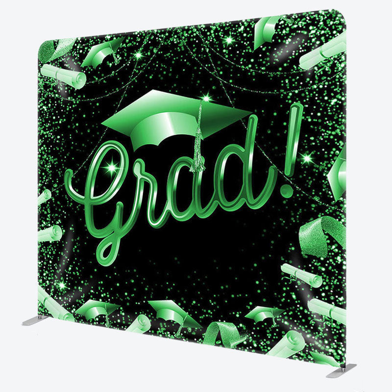 Aperturee - Aperturee Glitter Green Black Fabric Backdrop Cover For Grads