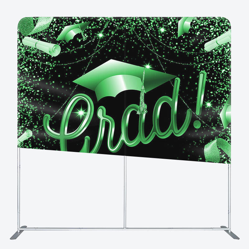 Aperturee - Aperturee Glitter Green Black Fabric Backdrop Cover For Grads