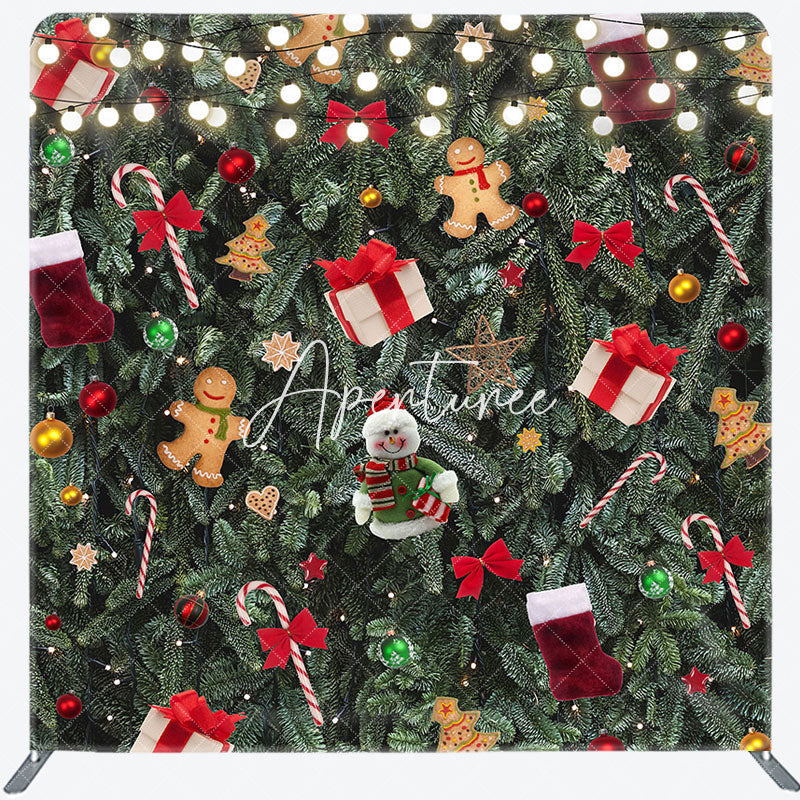 Aperturee - Aperturee Glitter Light Leaves Christmas Pillow Cover Backdrop