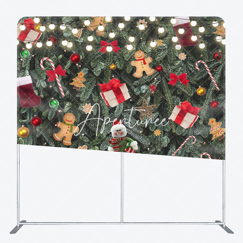 Aperturee - Aperturee Glitter Light Leaves Christmas Pillow Cover Backdrop