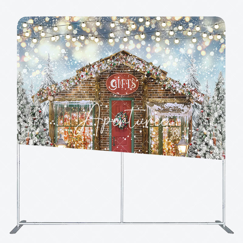 Aperturee - Aperturee Glitter Light Tree Gift Double-Sided Square Backdrop