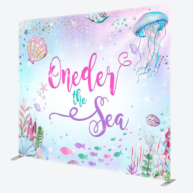 Aperturee - Aperturee Glitter Oneder The Sea Fabric Backdrop Cover for Birthday