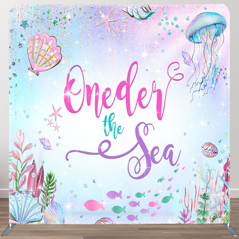 Aperturee - Aperturee Glitter Oneder The Sea Fabric Backdrop Cover for Birthday