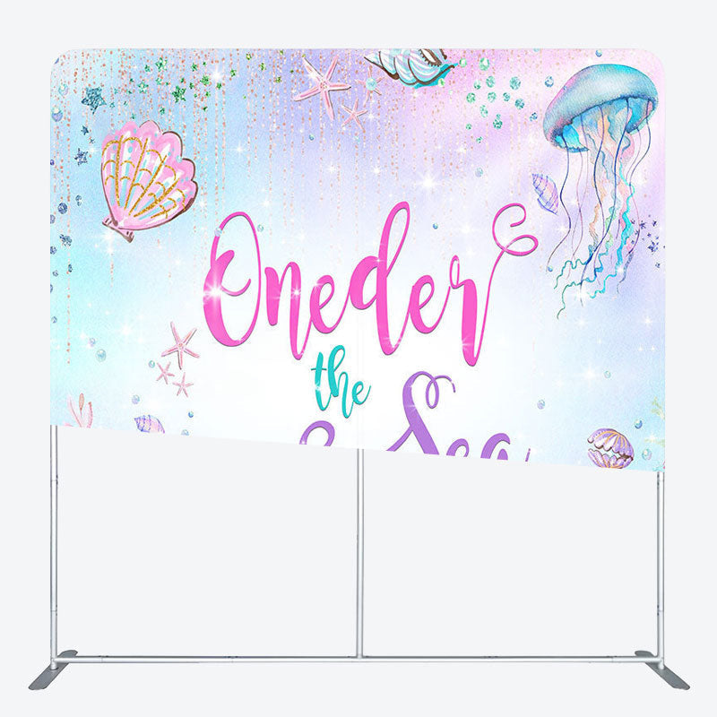 Aperturee - Aperturee Glitter Oneder The Sea Fabric Backdrop Cover for Birthday