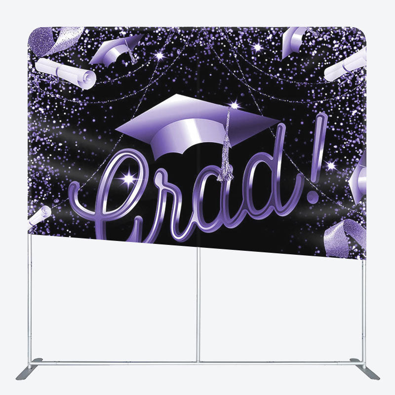 Aperturee - Aperturee Glitter Purple Black Fabric Graduation Backdrop Cover