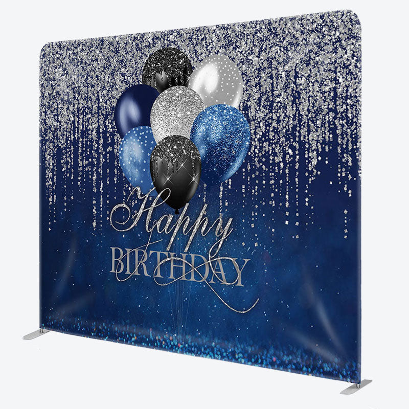 Aperturee - Aperturee Glitter Silver Balloons Fabric Backdrop Cover for Birthday