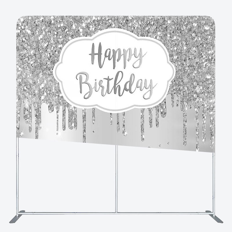 Aperturee - Aperturee Glitter Silver Diamonds Fabric Backdrop Cover for Birthday