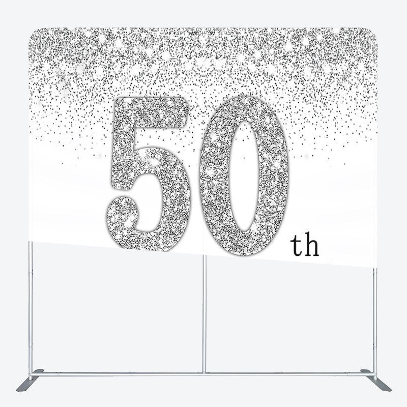 Aperturee - Aperturee Glitter Silver Theme Fabric Backdrop Cover for Birthday