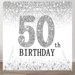 Aperturee - Aperturee Glitter Silver Theme Fabric Backdrop Cover for Birthday