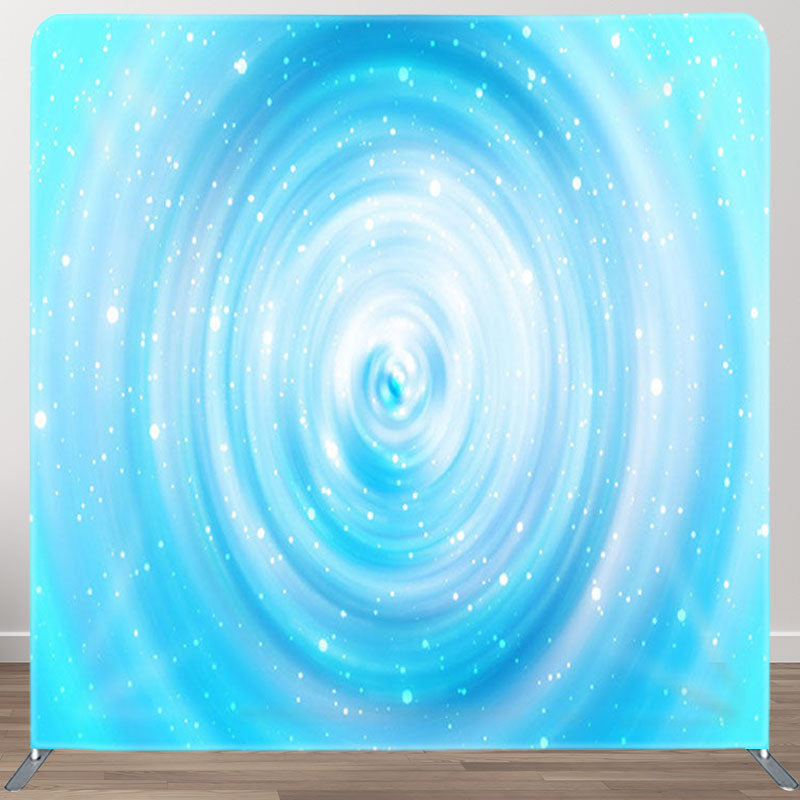 Aperturee - Aperturee Glitter Sky Blue Swirl Pattern Birthday Backdrop Cover