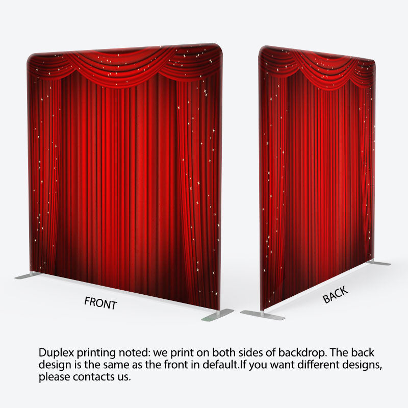 Aperturee - Aperturee Glitter Stage Red Curtain Backdrop Cover For Party