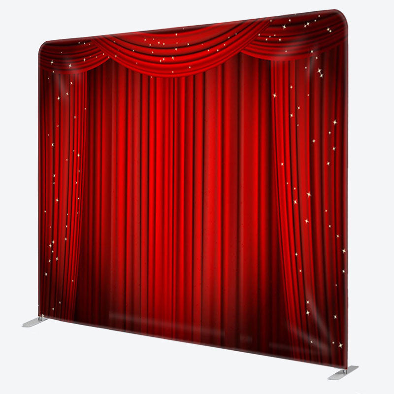 Aperturee - Aperturee Glitter Stage Red Curtain Backdrop Cover For Party