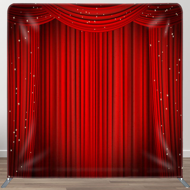 Aperturee - Aperturee Glitter Stage Red Curtain Backdrop Cover For Party