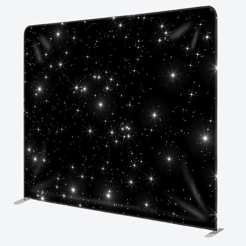 Aperturee - Aperturee Glitter Star Black Fabric Backdrop Cover for Birthday