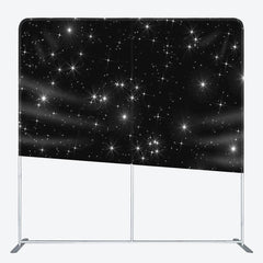 Aperturee - Aperturee Glitter Star Black Fabric Backdrop Cover for Birthday