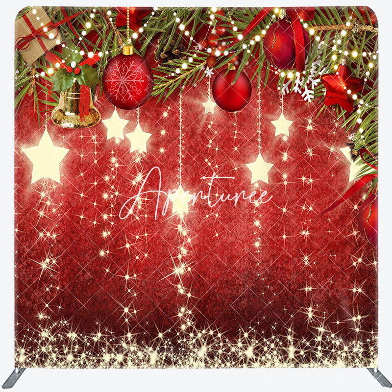 Aperturee - Aperturee Glitter Stars Jingle Bell Christmas Leaves Backdrop