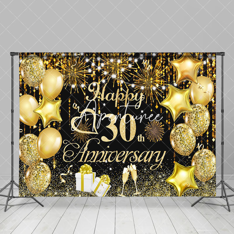 Aperturee - Aperturee Glitter Vibe Bokeh Balloons Anniversary Backdrop