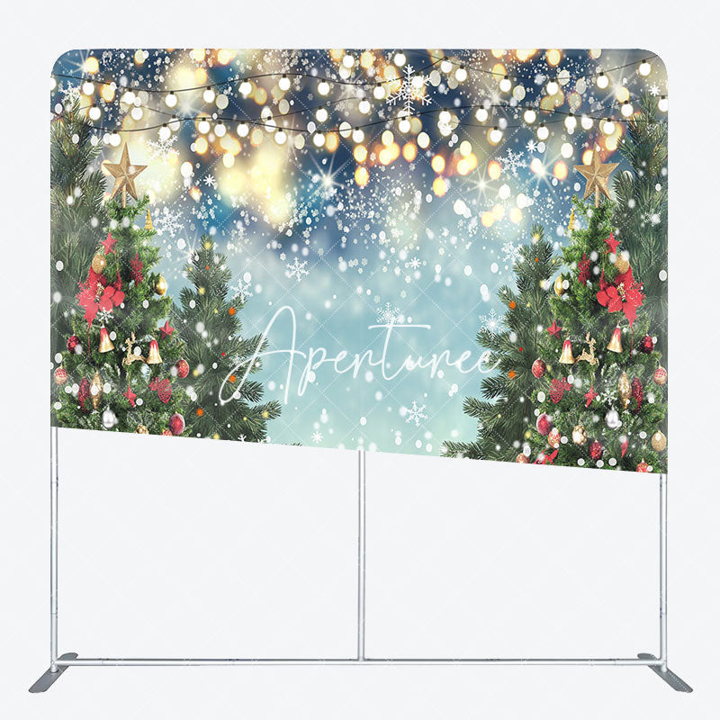 Aperturee - Aperturee Glitter Winter Christmas Trees Tension Fabric Backdrop