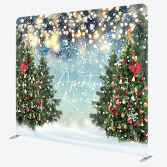 Aperturee - Aperturee Glitter Winter Christmas Trees Tension Fabric Backdrop