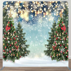 Aperturee - Aperturee Glitter Winter Christmas Trees Tension Fabric Backdrop