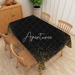 Aperturee - Aperturee Glittering Gold Disk Centerpiece Rectangle Tablecloth