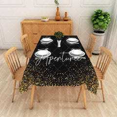 Aperturee - Aperturee Glittering Gold Disk Centerpiece Rectangle Tablecloth