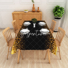 Aperturee - Aperturee Glittering Golden Disk Centerpiece Rectangle Tablecloth