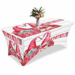 Aperturee - Aperturee Gnome Lover Flower Valentines Stretch Table Cover