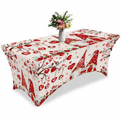 Aperturee - Aperturee Gnome With Rose Valentines Day Stretch Table Cover