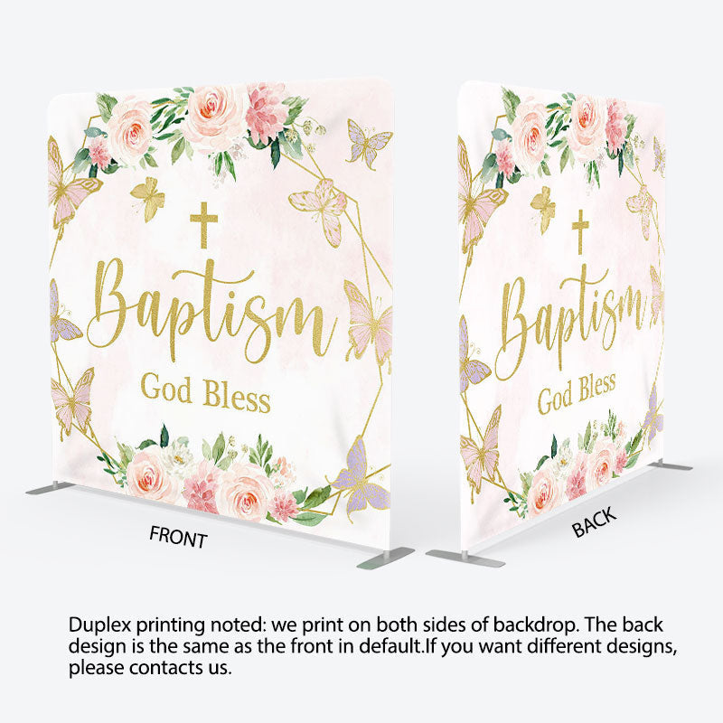 Aperturee - Aperturee God Bless Baptism Fabric Backdrop Cover for Birthday