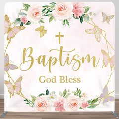 Aperturee - Aperturee God Bless Baptism Fabric Backdrop Cover for Birthday