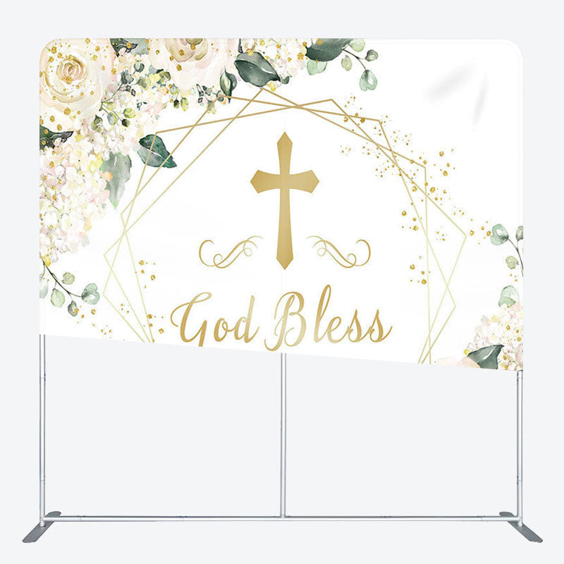 Aperturee - Aperturee God Bless Flower Fabric Backdrop Cover for Wedding