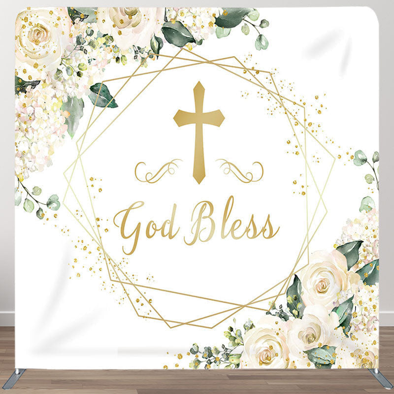 Aperturee - Aperturee God Bless Flower Fabric Backdrop Cover for Wedding