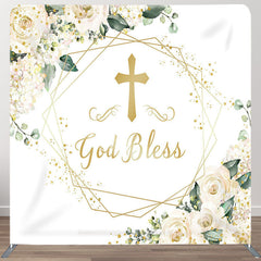 Aperturee - Aperturee God Bless Flower Fabric Backdrop Cover for Wedding