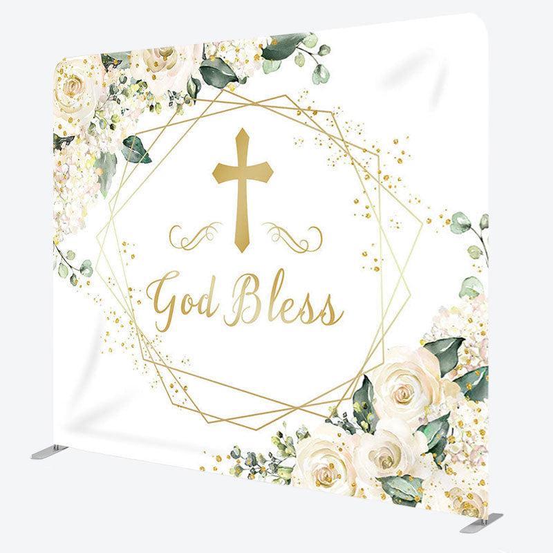 Aperturee - Aperturee God Bless Flower Fabric Backdrop Cover for Wedding