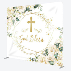 Aperturee - Aperturee God Bless Flower Fabric Backdrop Cover for Wedding