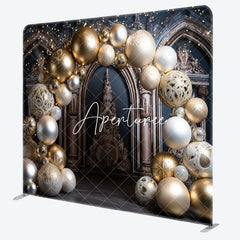 Aperturee - Aperturee Gold Balloon Garland Luxury Square Tension Backdrop