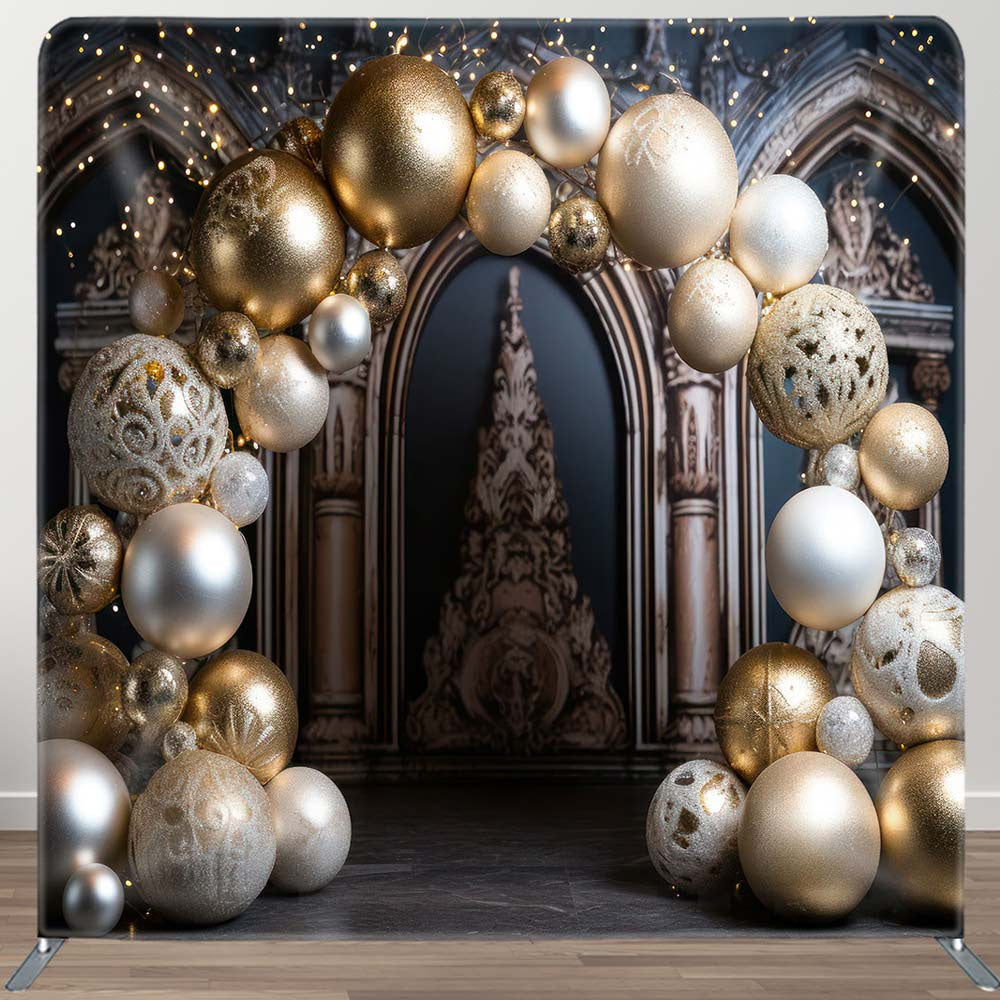 Aperturee - Aperturee Gold Balloon Garland Luxury Square Tension Backdrop