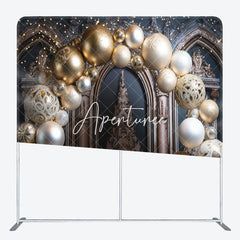 Aperturee - Aperturee Gold Balloon Garland Luxury Square Tension Backdrop